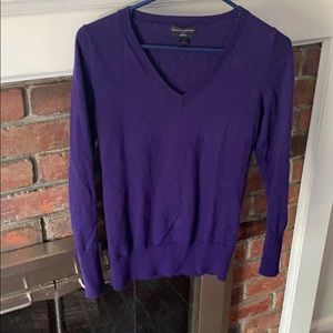 Merino eggplant v neck sweater